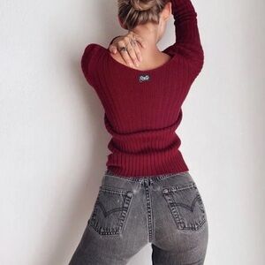 Vintage 90’s Dolce & Gabbana Burgundy Wool Sweater, Small/medium